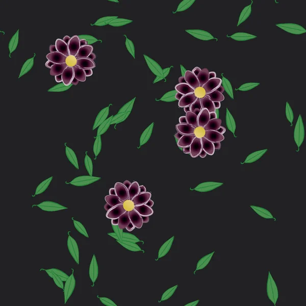 Flores Con Hojas Fondo Sin Costuras Ilustración Vectorial — Vector de stock