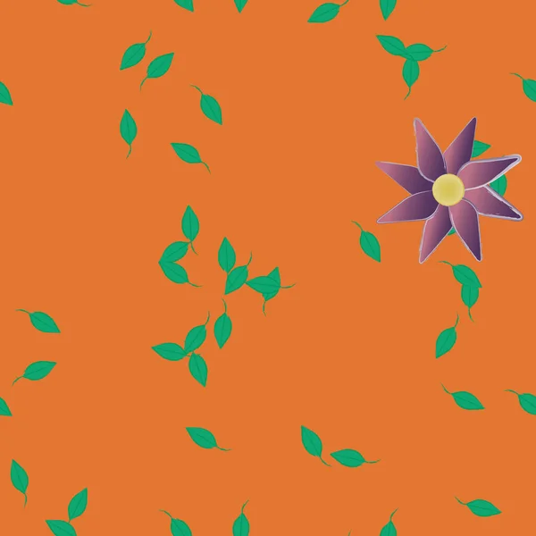 Fleurs Avec Feuilles Fond Sans Couture Illustration Vectorielle — Image vectorielle