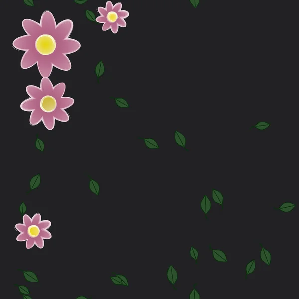 Flores Con Hojas Fondo Sin Costuras Ilustración Vectorial — Archivo Imágenes Vectoriales