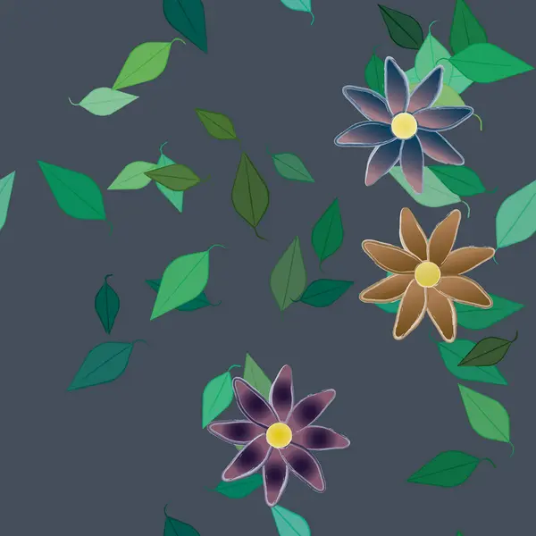 Flowers Leaves Seamless Background Vector Illustration — Stock Vector