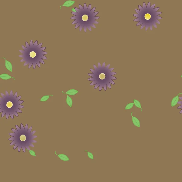 Flores Con Hojas Fondo Sin Costuras Ilustración Vectorial — Archivo Imágenes Vectoriales