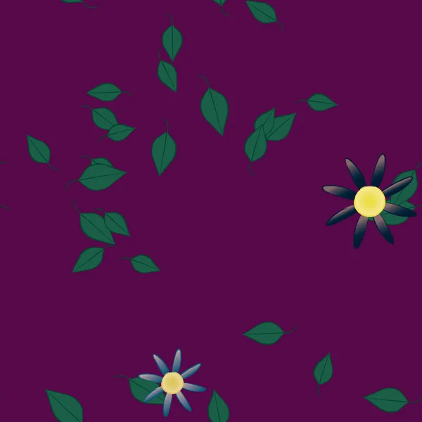 Flores Con Hojas Fondo Sin Costuras Ilustración Vectorial — Archivo Imágenes Vectoriales