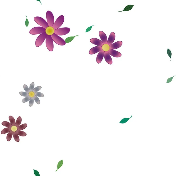 Flores Con Hojas Fondo Sin Costuras Ilustración Vectorial — Vector de stock