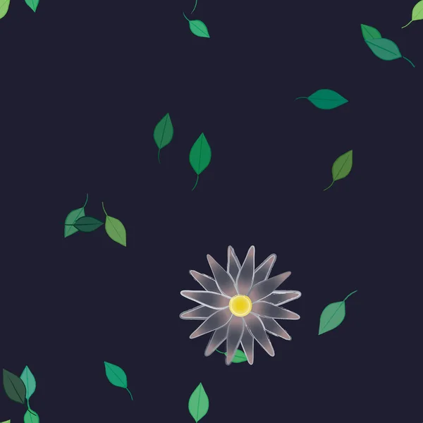 Fleurs Avec Feuilles Fond Sans Couture Illustration Vectorielle — Image vectorielle