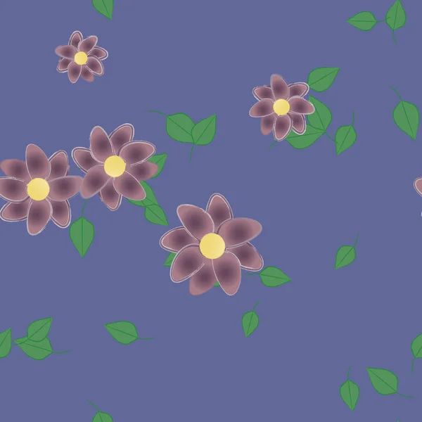 Flores Con Hojas Fondo Sin Costuras Ilustración Vectorial — Vector de stock