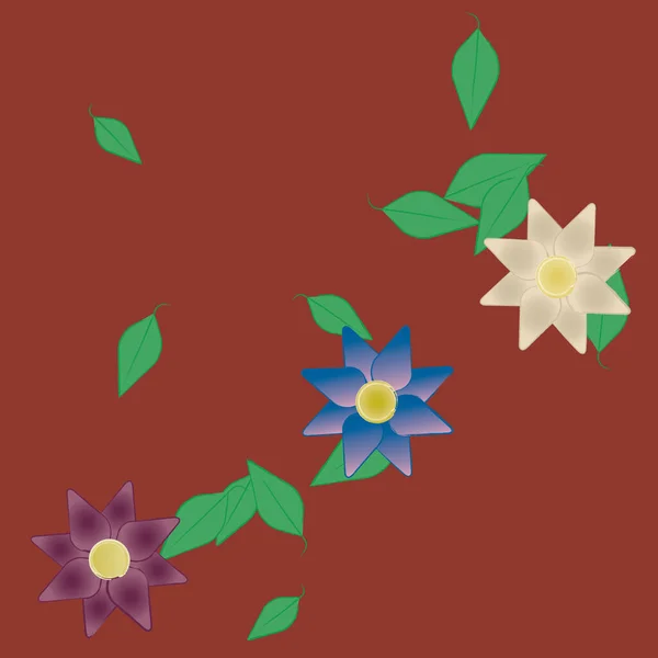 Flores Con Hojas Fondo Sin Costuras Ilustración Vectorial — Vector de stock