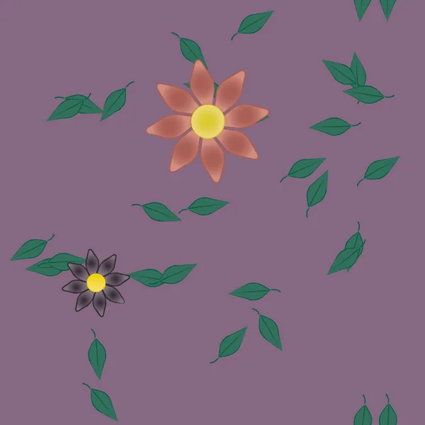 Fleurs Avec Feuilles Fond Sans Couture Illustration Vectorielle — Image vectorielle