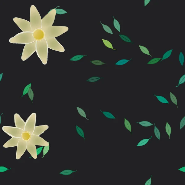 Flores Abstratas Com Folhas Verdes Sem Costura Padrão Ilustração Vetorial — Vetor de Stock