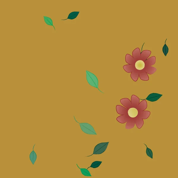 Fleurs Avec Feuilles Fond Sans Couture Illustration Vectorielle — Image vectorielle