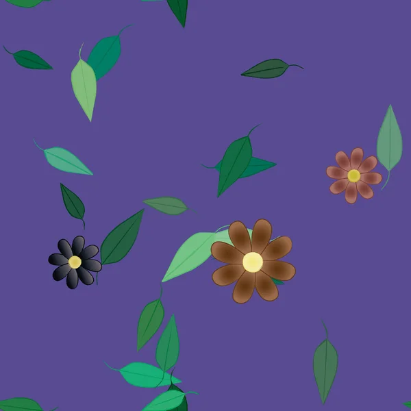 Flores Con Hojas Fondo Sin Costuras Ilustración Vectorial — Vector de stock