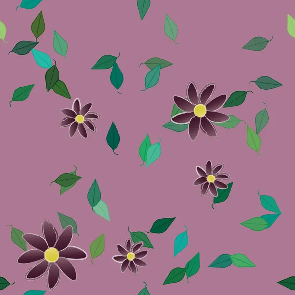 Flowers Leaves Seamless Background Vector Illustration — Stock Vector