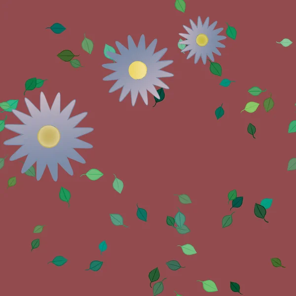 Flores Con Hojas Fondo Sin Costuras Ilustración Vectorial — Vector de stock