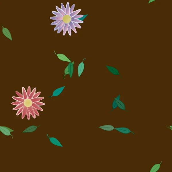 Fleurs Avec Feuilles Fond Sans Couture Illustration Vectorielle — Image vectorielle