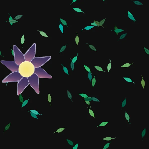 Flores Con Hojas Fondo Sin Costuras Ilustración Vectorial — Vector de stock