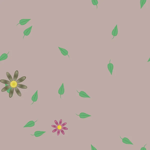 Fleurs Avec Feuilles Fond Sans Couture Illustration Vectorielle — Image vectorielle