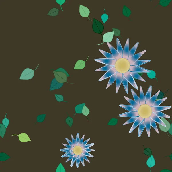 Abstracte Bloemen Met Groene Bladeren Naadloos Patroon Vector Illustratie — Stockvector