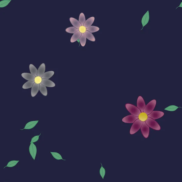 Fleurs Avec Feuilles Fond Sans Couture Illustration Vectorielle — Image vectorielle