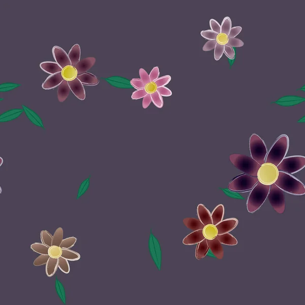 Fleurs Avec Feuilles Fond Sans Couture Illustration Vectorielle — Image vectorielle