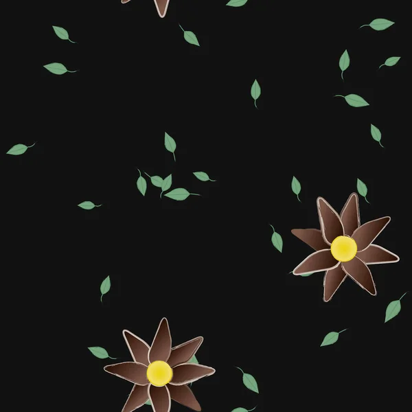 Flores Con Hojas Fondo Sin Costuras Ilustración Vectorial — Vector de stock