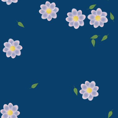 Yeşil yapraklı soyut çiçekler pürüzsüz desen, vektör çizimi