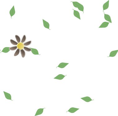 Yeşil yapraklı soyut çiçekler pürüzsüz desen, vektör çizimi