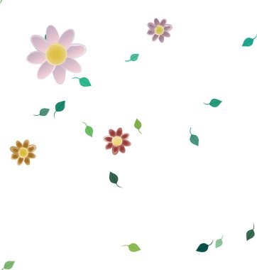 Yeşil yapraklı soyut çiçekler pürüzsüz desen, vektör çizimi