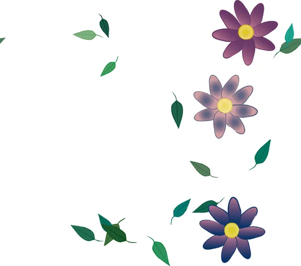 Blumen Mit Blättern Nahtloser Hintergrund Vektorillustration — Stockvektor