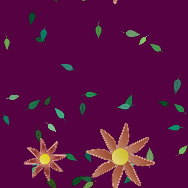 Flores Con Hojas Fondo Sin Costuras Ilustración Vectorial — Vector de stock