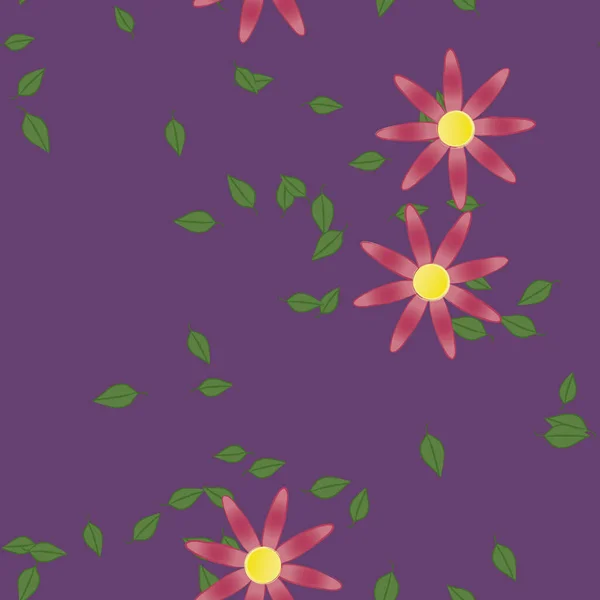 Fleurs Avec Feuilles Fond Sans Couture Illustration Vectorielle — Image vectorielle