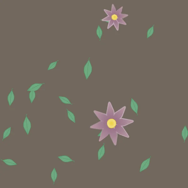 Fleurs Abstraites Avec Des Feuilles Vertes Motif Sans Couture Illustration — Image vectorielle