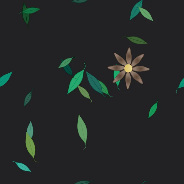 Fleurs Abstraites Avec Des Feuilles Vertes Motif Sans Couture Illustration — Image vectorielle