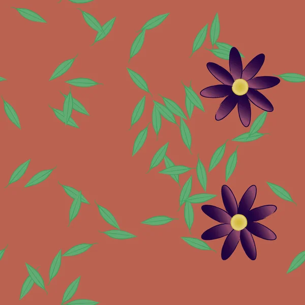 Bloemen Met Bladeren Naadloze Achtergrond Vector Illustratie — Stockvector