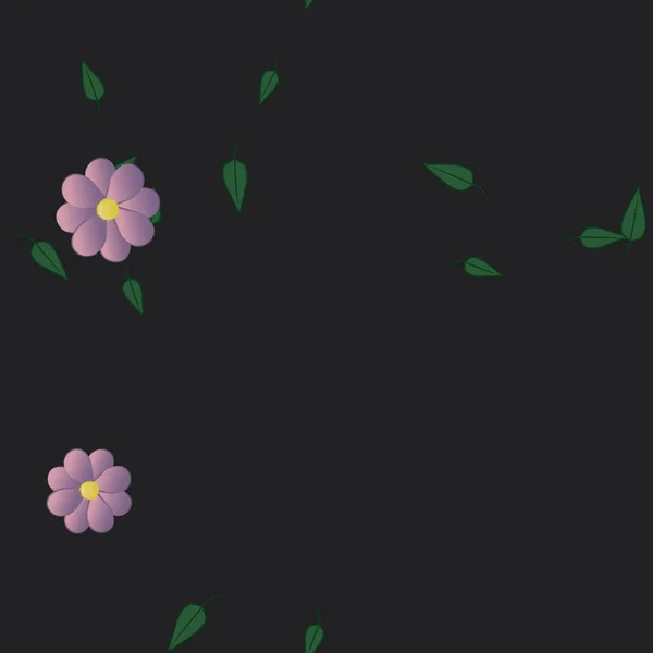 Fleurs Avec Feuilles Fond Sans Couture Illustration Vectorielle — Image vectorielle