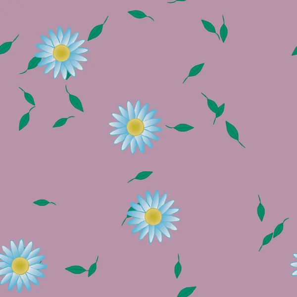 Blumen Mit Blättern Nahtloser Hintergrund Vektorillustration — Stockvektor