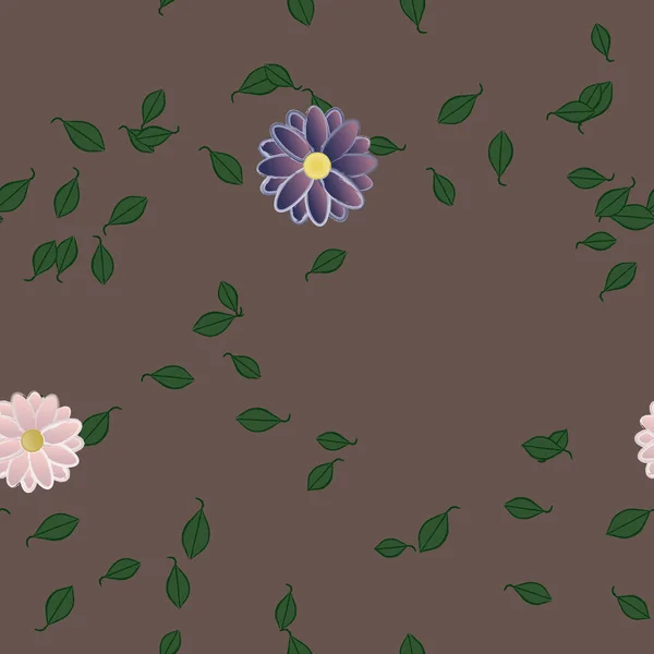 Flores Con Hojas Fondo Sin Costuras Ilustración Vectorial — Vector de stock