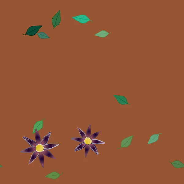 Flores Con Hojas Fondo Sin Costuras Ilustración Vectorial — Vector de stock