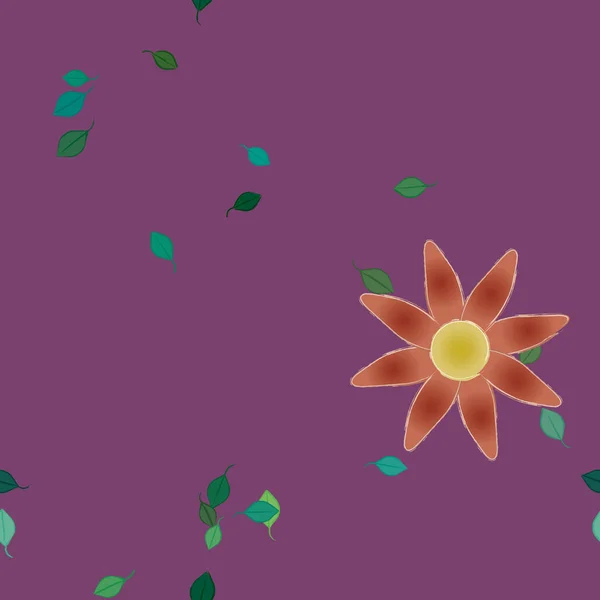 Flores Con Hojas Fondo Sin Costuras Ilustración Vectorial — Archivo Imágenes Vectoriales