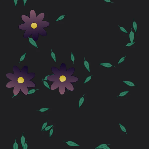 Fleurs Abstraites Avec Des Feuilles Vertes Motif Sans Couture Illustration — Image vectorielle