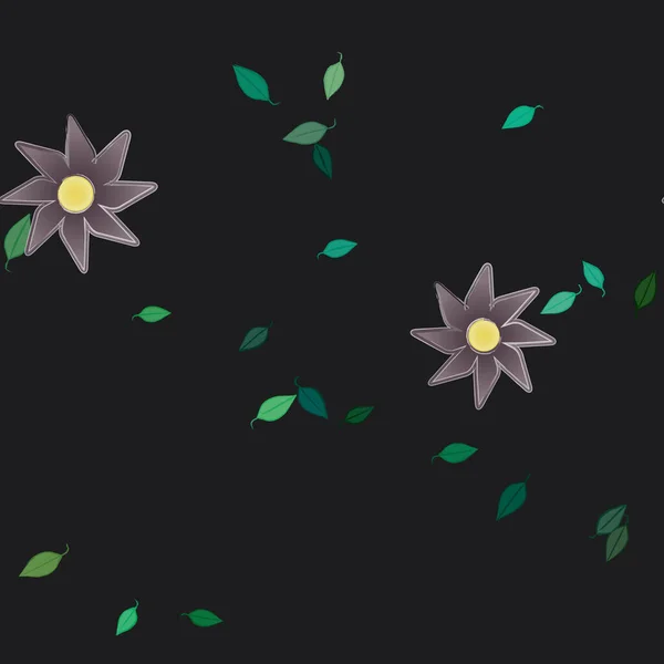 Fleurs Avec Feuilles Fond Sans Couture Illustration Vectorielle — Image vectorielle