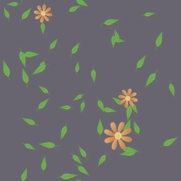 Flores Abstractas Con Hojas Verdes Patrón Sin Costura Ilustración Vectorial — Archivo Imágenes Vectoriales