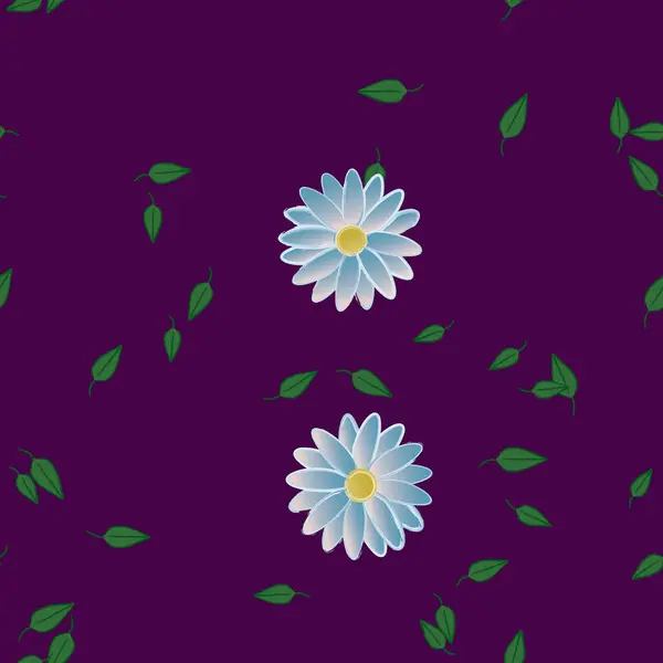 Blumen Mit Blättern Nahtloser Hintergrund Vektorillustration — Stockvektor