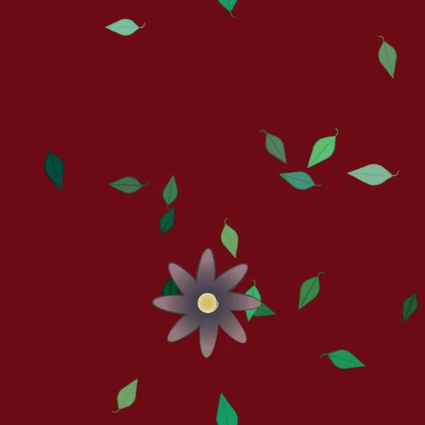 Fleurs Avec Feuilles Fond Sans Couture Illustration Vectorielle — Image vectorielle