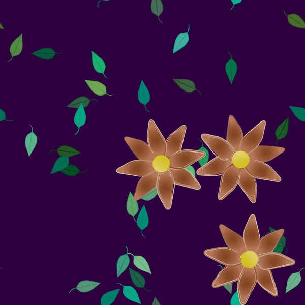 Flores Con Hojas Fondo Sin Costuras Ilustración Vectorial — Archivo Imágenes Vectoriales