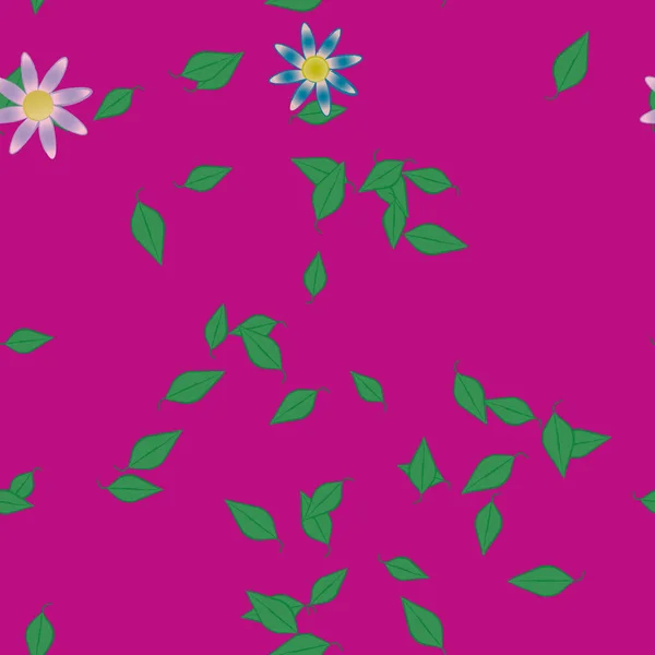 Flores Con Hojas Fondo Sin Costuras Ilustración Vectorial — Vector de stock