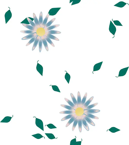 Fleurs Avec Feuilles Fond Sans Couture Illustration Vectorielle — Image vectorielle