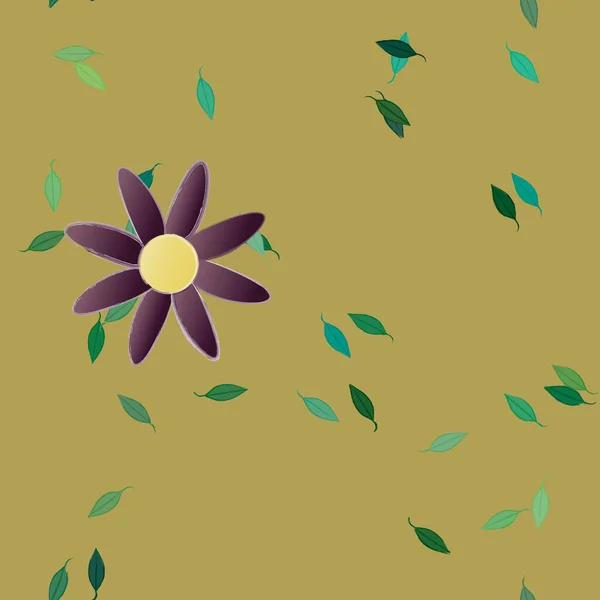 Flowers Leaves Seamless Background Vector Illustration — Stock Vector