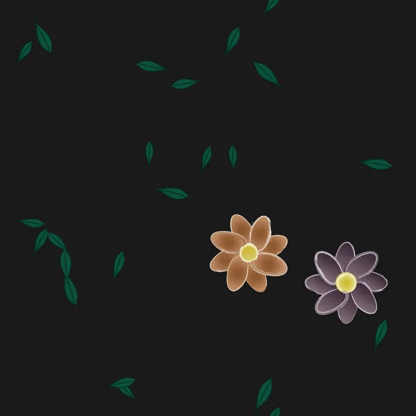 Flores Con Hojas Fondo Sin Costuras Ilustración Vectorial — Vector de stock