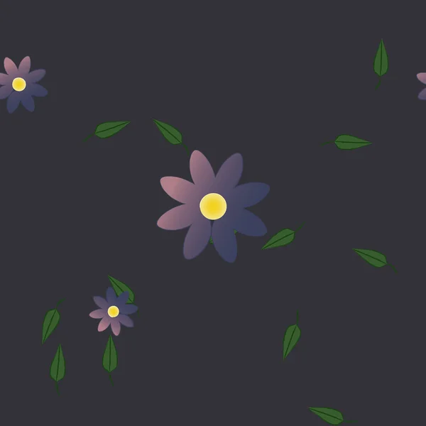 Flores Com Folhas Sem Costura Fundo Ilustração Vetorial — Vetor de Stock