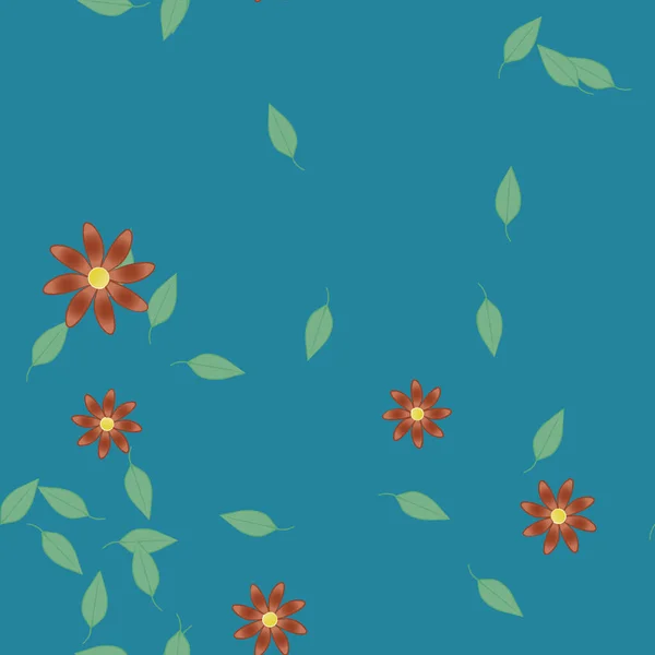 Flores Con Hojas Fondo Sin Costuras Ilustración Vectorial — Vector de stock