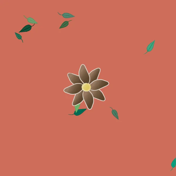 Flores Abstractas Con Hojas Verdes Patrón Sin Costura Ilustración Vectorial — Vector de stock